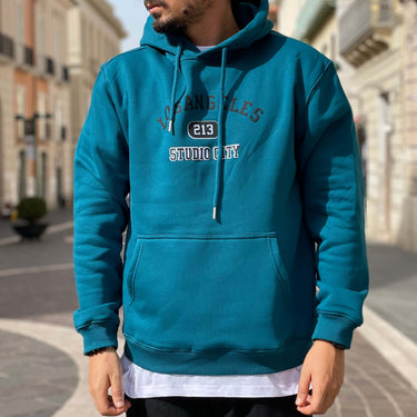 Felpa petrolio con cappuccio los angeles - FLAG STORE